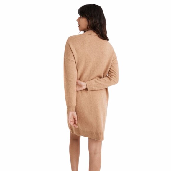 MADEWELL Polo Sweater Tunic Dress Tan Extra Large XL NB860 Neutral Minimalist - Picture 3 of 7